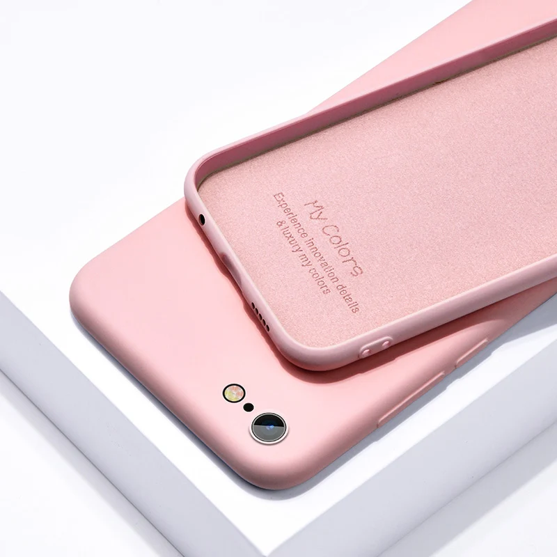 Силиконовый Жидкий чехол для телефона для iPhone 6 6S 7 8 Plus 5 5S SE 4 4S мягкий чехол для iPhone X XR 11 Pro XS Max чехол для девочек и мужчин - Цвет: Pink