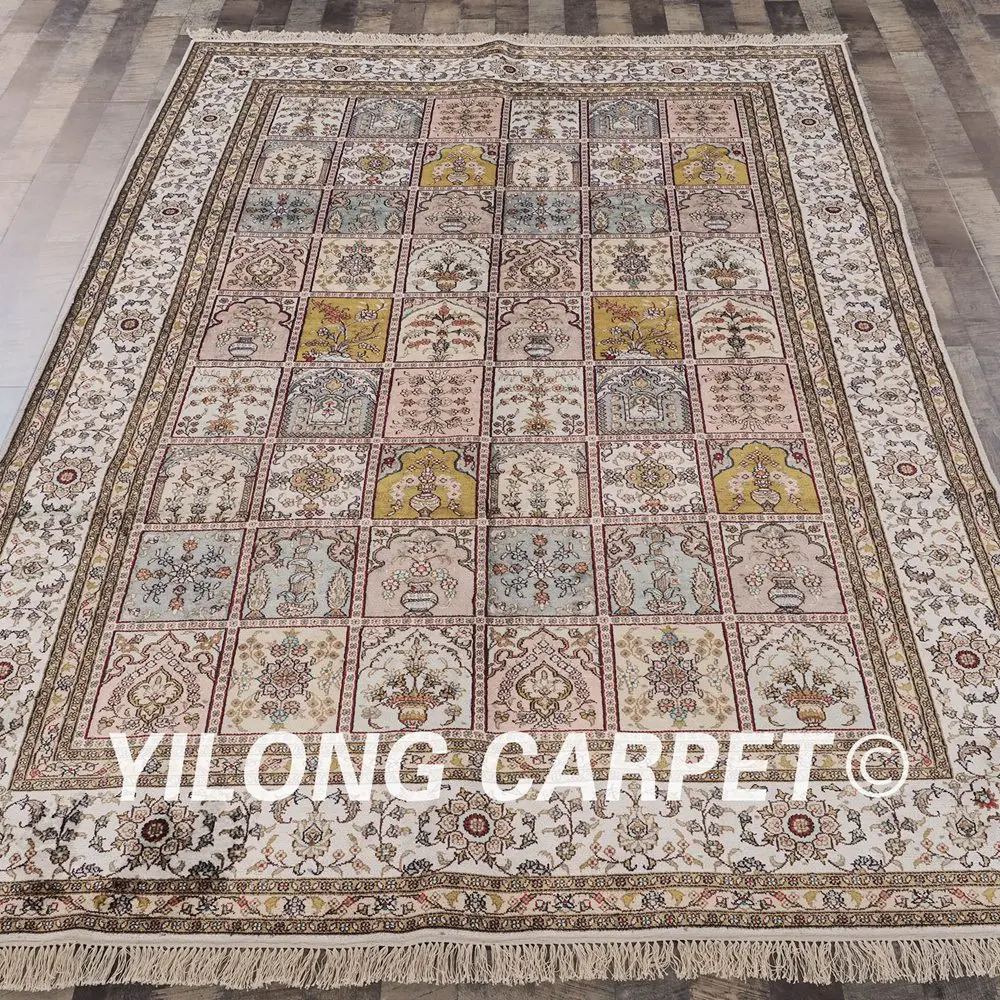 Yilong 6'x9 Кашмира ковер ручной работы Vantage Изысканный красочный сад персидский ковер (YHW323AB6x9)
