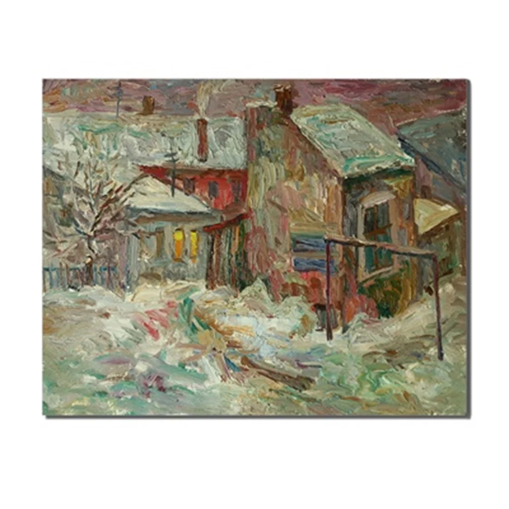 

No Frame Abstract Wooden House Simple Fresh Scene Canvas Print Wall Oil Painting Posters Creative Artworks Unique Gifts On Wall
