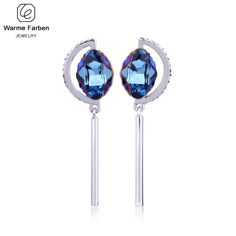 Warme Farben, серьги с кристаллами Swarovski, женские, 925 пробы, серебряные серьги-капли, полукруглый кристалл, висячие серьги, вечерние серьги