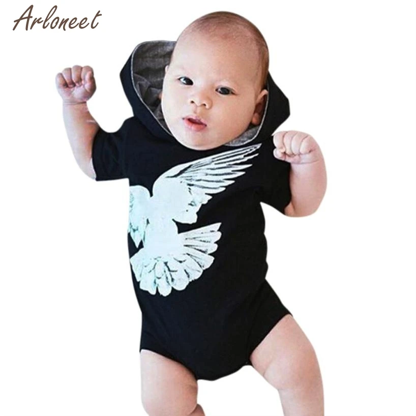 

Newborn Infant Toddler Baby Boy Bird Print Hooded Romper Jumpsuit Clothes Outfitoct Fantasy