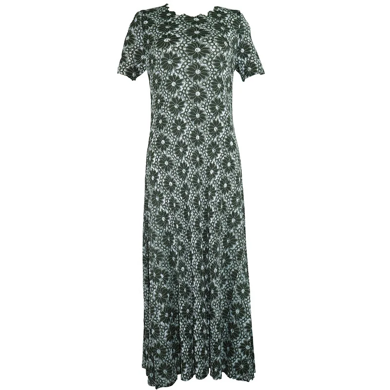 

LANMREM 2019 New Fashion Casual Temperament Woman Loose Plus Pleated Short-sleeved Flower Dress TC181