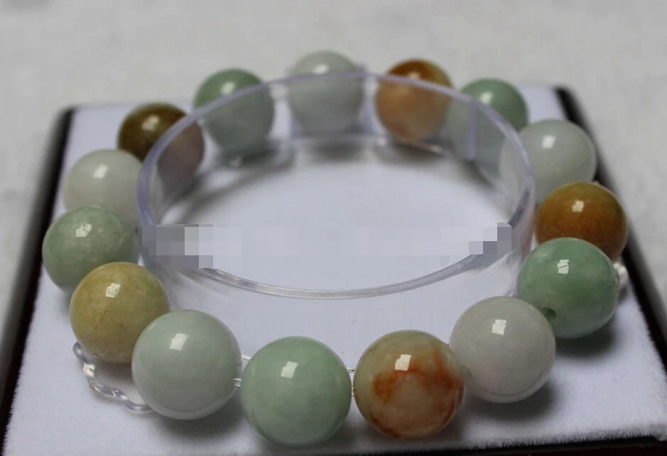 

shitou 00858 Beautiful 15 Beads Certified Grade A Natural Jadeite Jade Gems Bracelet Bangle