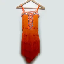 Стиль латинских Танцевальный костюм пикантная обувь; со стразами; с бахромой конкурс латиноамериканских танцев платье для женщин Детский костюм для латино-американских танцев платья S-4XL F26