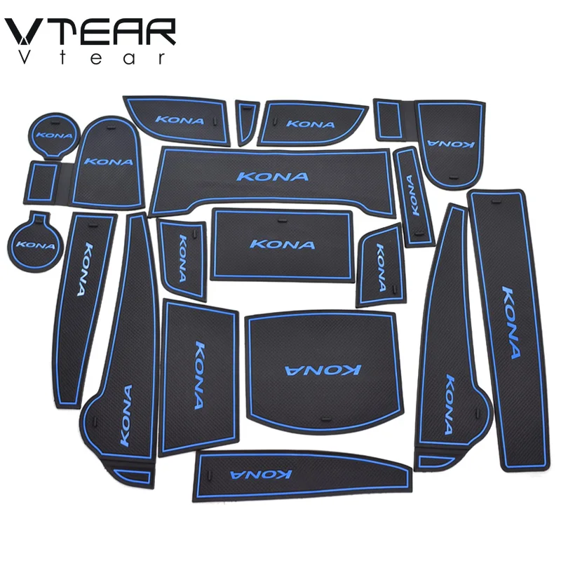 Goede Vtear Voor hyundai Kona Encino rubber mat deur mat antislip Cup pad interieur accessoire styling Poort slot pad 2018