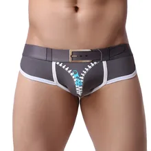 Сексуальное мужское дышащее Гей Нижнее белье на молнии с принтом хлопковые трусы U выпуклый мешок трусы мужские s Трусы размер s-xl