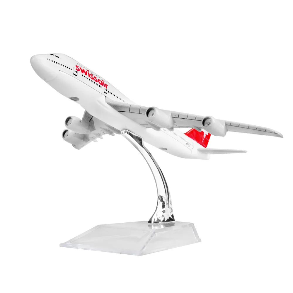 

1:400 Swiss Air Lines Boeing 747 plane model 16cm Alloy Airplane Models Men's Collation Gift Free Shipping