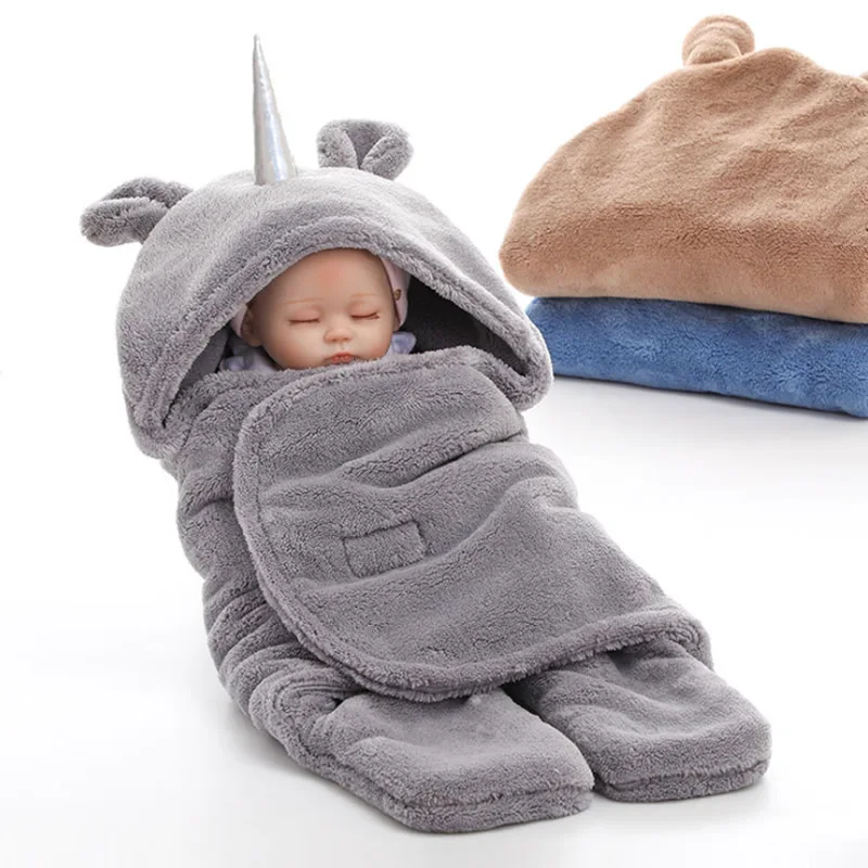 

Solid Winter baby swaddle Unicorn baby sleepsack 65*75cm Newborn baby sleeping bags unisex for 0-6 Month infant boys girls