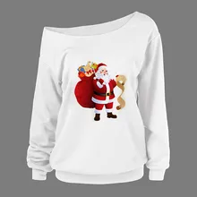 Толстовки женские с рождественским принтом толстовки с длинным рукавом осень зима Рождественская Толстовка пуловер Топы Спортивная кофта женская