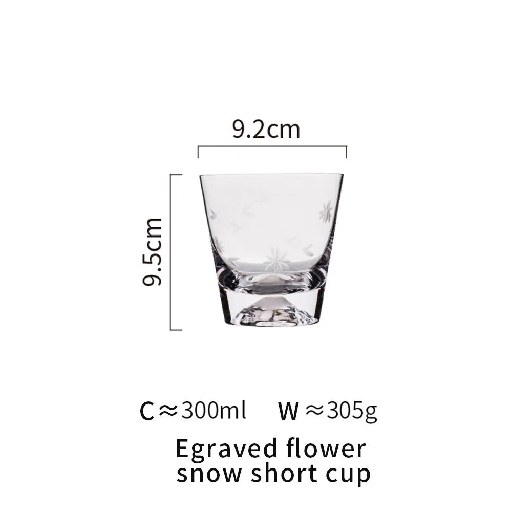 MDZF SWEETHOME Transparent Glass Cup Heat-resistant Durable Wine Whiskey Juice Milk Cup for Home Bar - Цвет: Egraved flower short