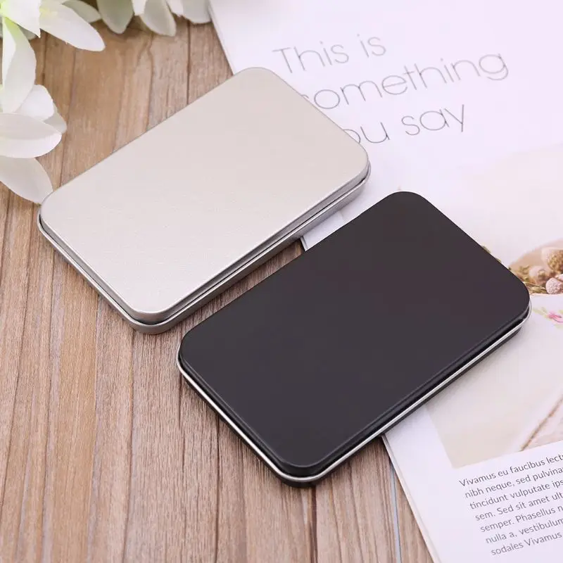 

Small Metal Organizer Case Tinplate Can Storage Box For Makeup Double Eyelid Sticker Money Coin Key Gift Box Black/Silver