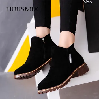 

HIBISMIX Women Motorcycle Boots Fashion Spring Autumn Women's Ankle Boots for Woman Shoes Ladies Flat with Boot Botas Mujer 1223