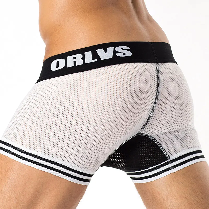 ORLVS, боксеры, сетка, эластичная сетка, нижнее белье, мужские боксеры, Homme Cueca, боксеры, шорты, сексуальные, мужские, одноцветные, s, брендовые, с мешочком, боксеры OR599