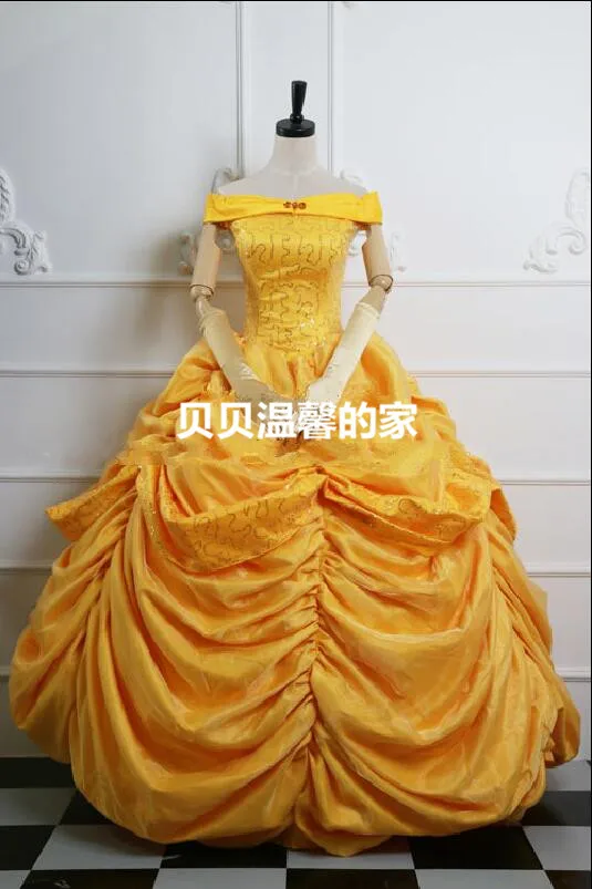 

High Quality Custom Made Princess Belle Cosplay Costume Dress Beauty and the Beast Dress B Princess Dress