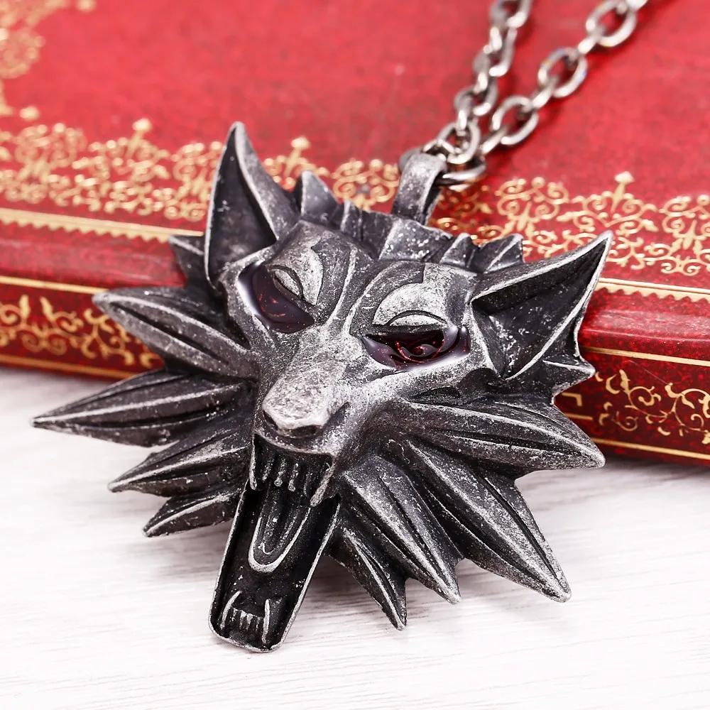 HSIC 10pcs/lot Pendant Wizard Witcher 3 Medallion Pendant Necklace Wolf