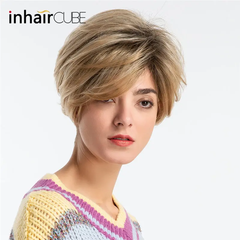INHAIR CUBE 8 дюймов женские парики Омбре синтетические волосы натуральные пушистые