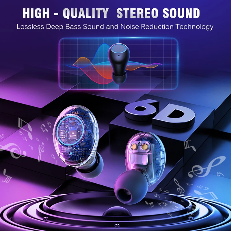TWS 5.0 Bluetooth 6D Stereo Earphone Wireless Earphones IPX6 Waterproof Earphones Sport Headphone With 4000mAh Power Bank