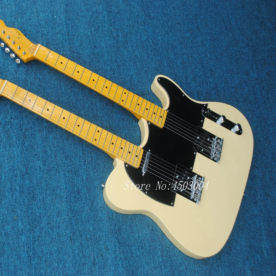 

Factory Wholesale Light Yellow Double Neck Electric Guitar,6Strings+6strings TL ,Maple Fingerboard,Offer Customized