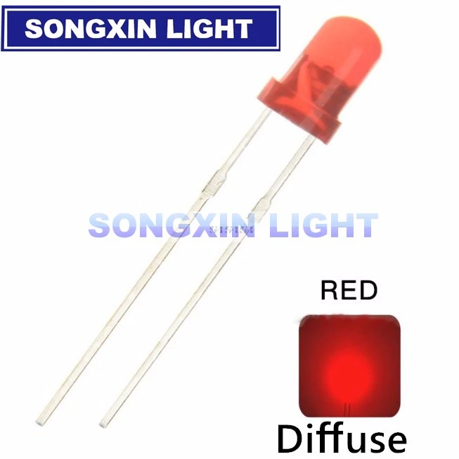 x30 red LED 3mm round frosted diode L173Z