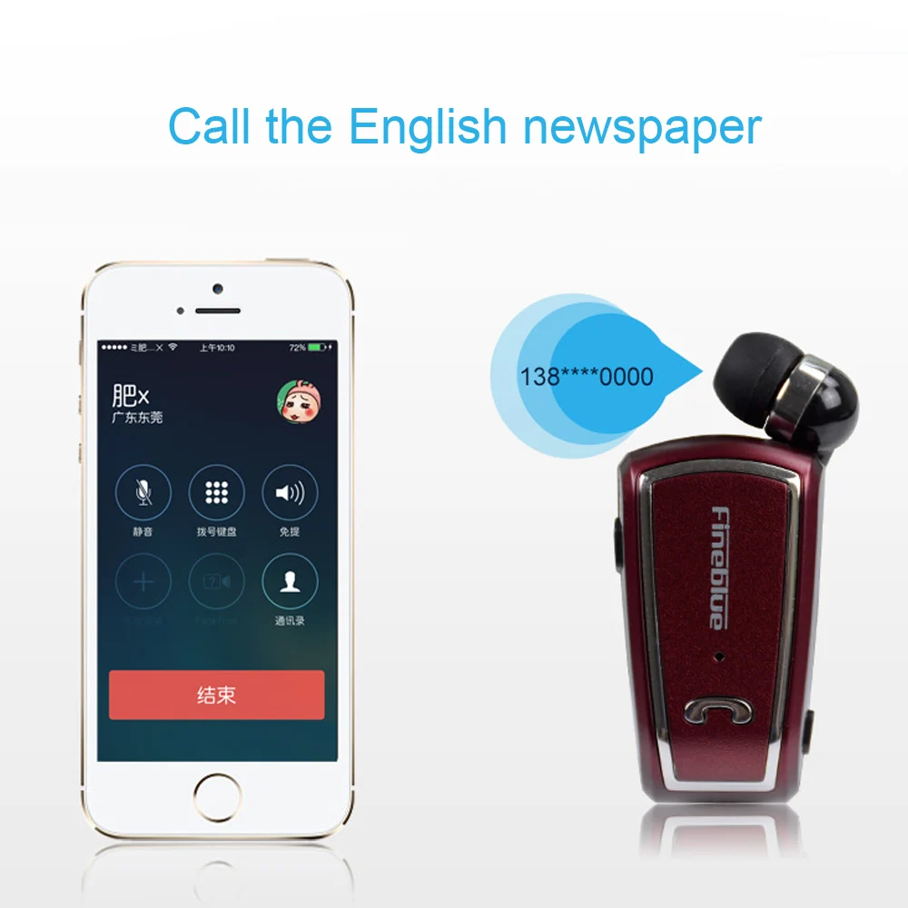 Fineblue F-V3 Business Wireless Bluetooth 4.0 Built-in Microphone in-ear Earphone Waterproof For all Bluetooth Enable Device