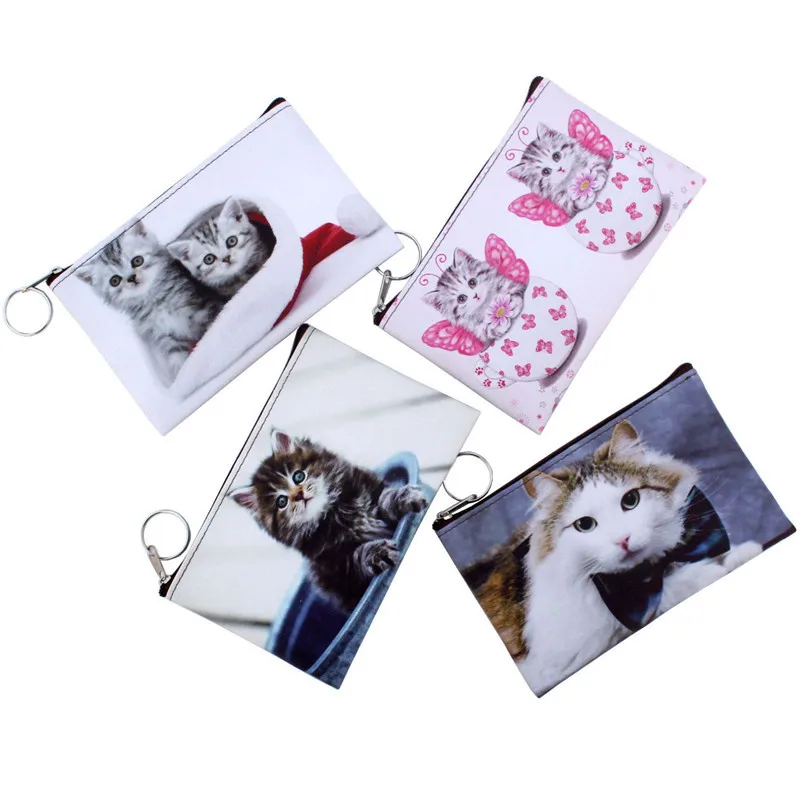 

Lovely Cats Lady Grils Change Coin purse fashion waterproof makeup bag Clutch Wallet Card holder key Bag with zipper