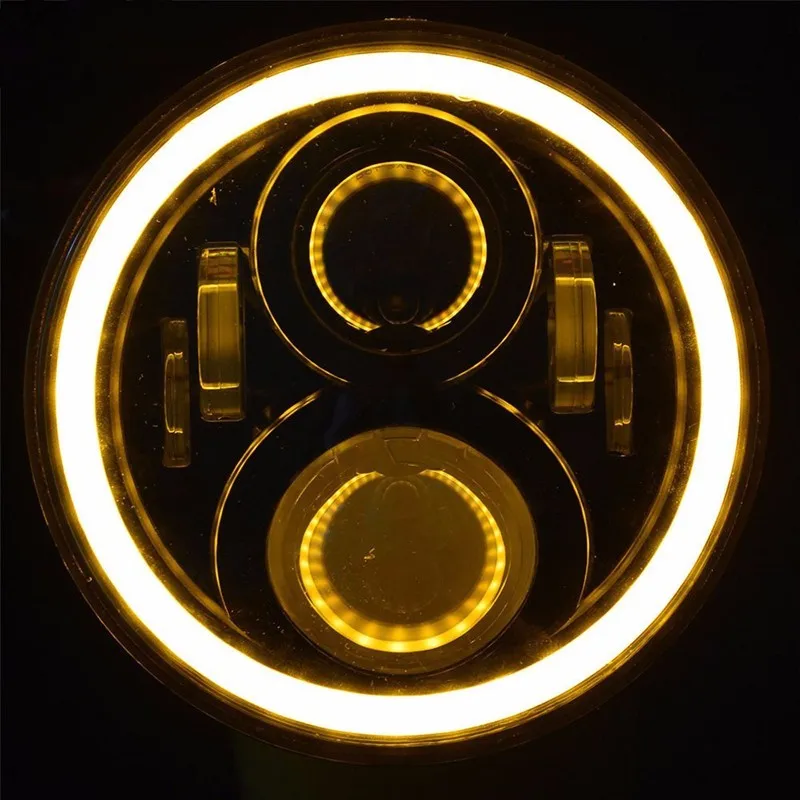 7 Inch Round Headlight 50w High Low Beam with Amber Signal White DRL Halo for 1997-2016 Jeep Wrangler JK TJ YJ Fj Cruiserl