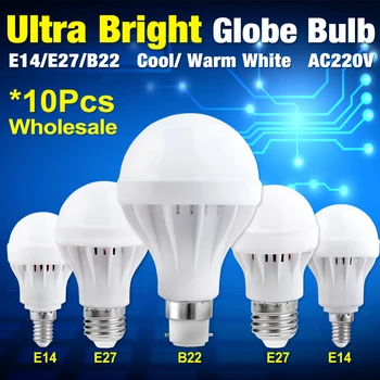

10x E27 220V LED Lamp Bulb E14 3W 5W 7W 9W 12W Lamp Bombillas Light Lampada LED Ampoule Lighting Low Power Consumption