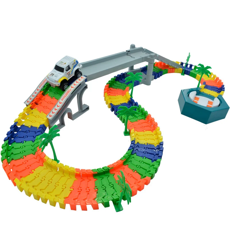 

Interesting 96PCS Race Track Bend Flex Car Toy Racing Track Set DIY Track Electric Rail Car Model Set Indoor Game Essential Toy