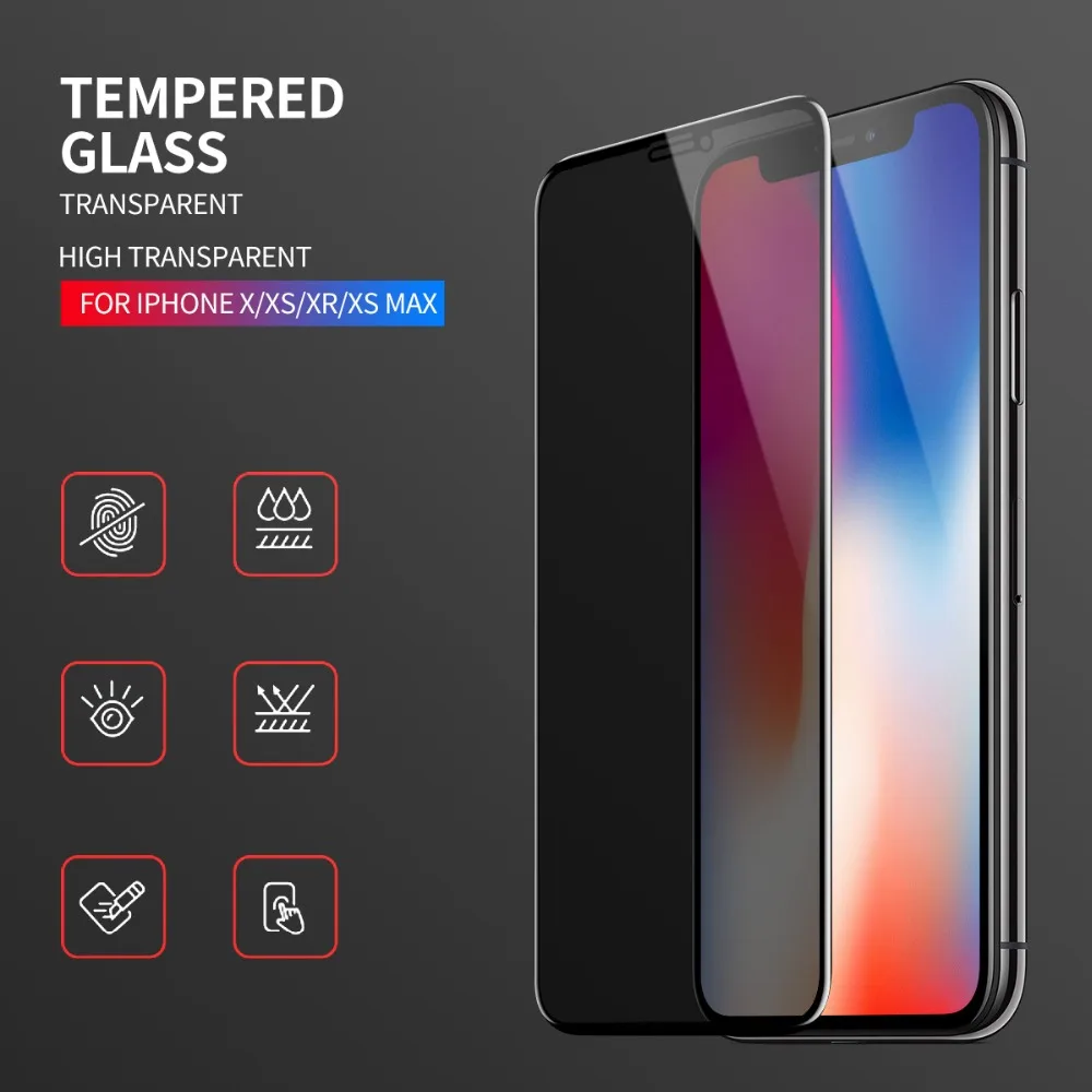 

10D Tempered Glass Screen Protector Privacy Retina Sticker Anti-Glare for iphone X XS anti spy peeping for iphone XR XS MAX FS