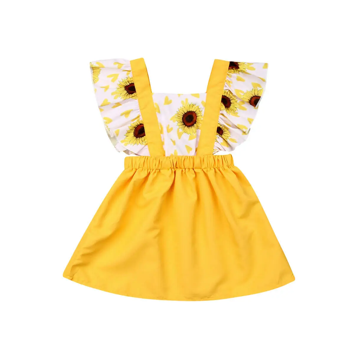 

Cute Baby Girls Clothes Sleeveless Sunflower Strap Dress