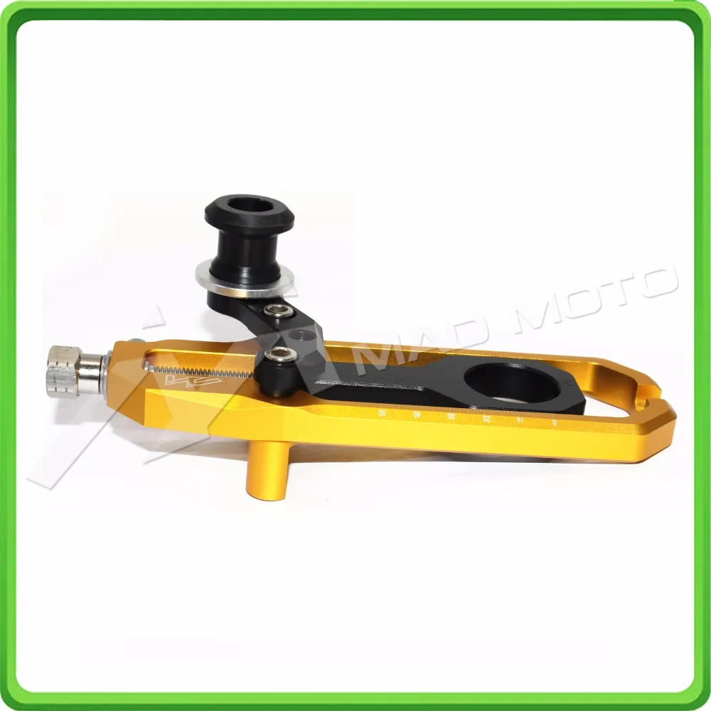 Motorcycle Chain Tensioner Adjuster with spool fit for Suzuki GSXR 600 GSX-R 750 2011 2012 2013 2014 2015 2016 Gold & Black (6)