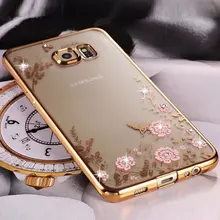 Блестящий со стразами однотонный чехол для Samsung S8 S9 A8 A6 J4 J6 плюс A7 чехол из силикона и термополиуретана Fundas для Note 9 8 J3 J5 J7 A5 A3 S7 S6