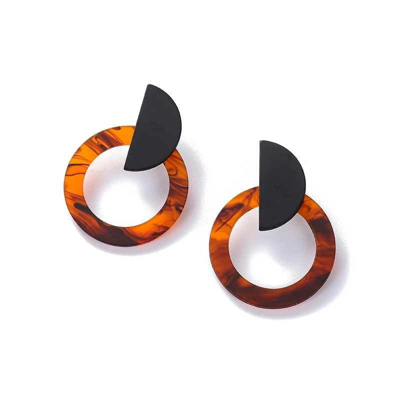 

2019 Fashion Jewelry Leopard Acrylic Resin Round Dangle Earrings For Women Geometry Big Circle Square Earrings Acetate Brincos