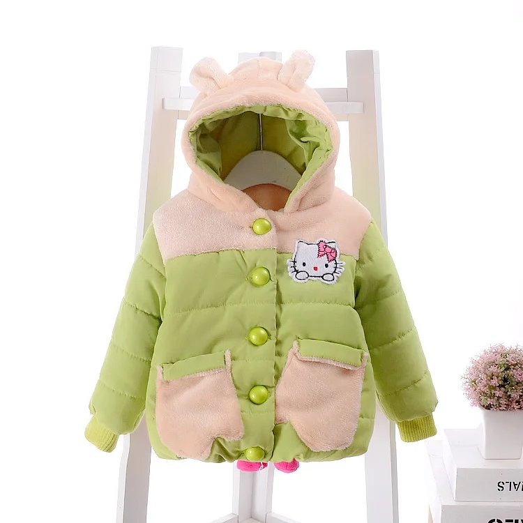 Children thick winter coat coat 2016 female cartoon baby fleece hooded padded jacket