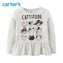 Carter s Cattitude Matchtastic Tee Cute long sleeve cartoon print cotton girls t shirt 253I046