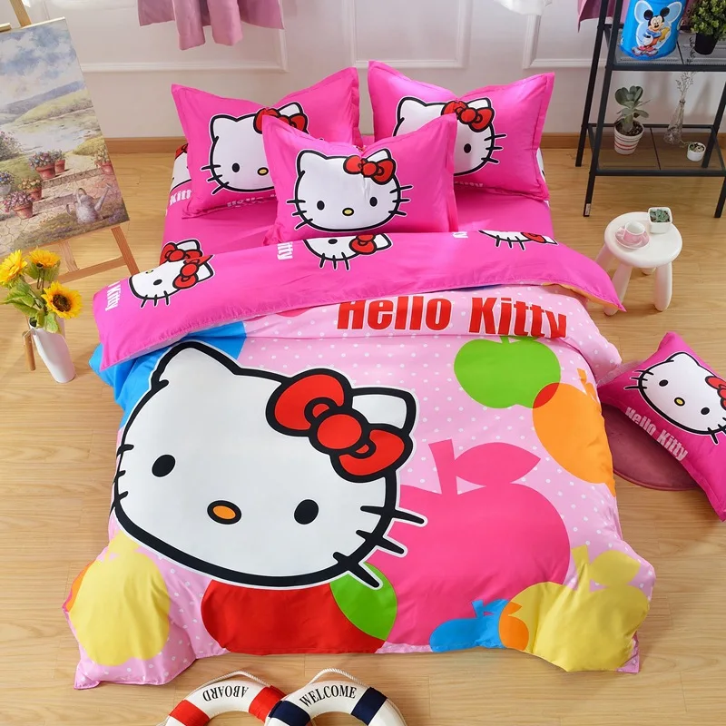 Cartoon Hello Kitty Daroemon Cat Style Children Bedding Sets 3