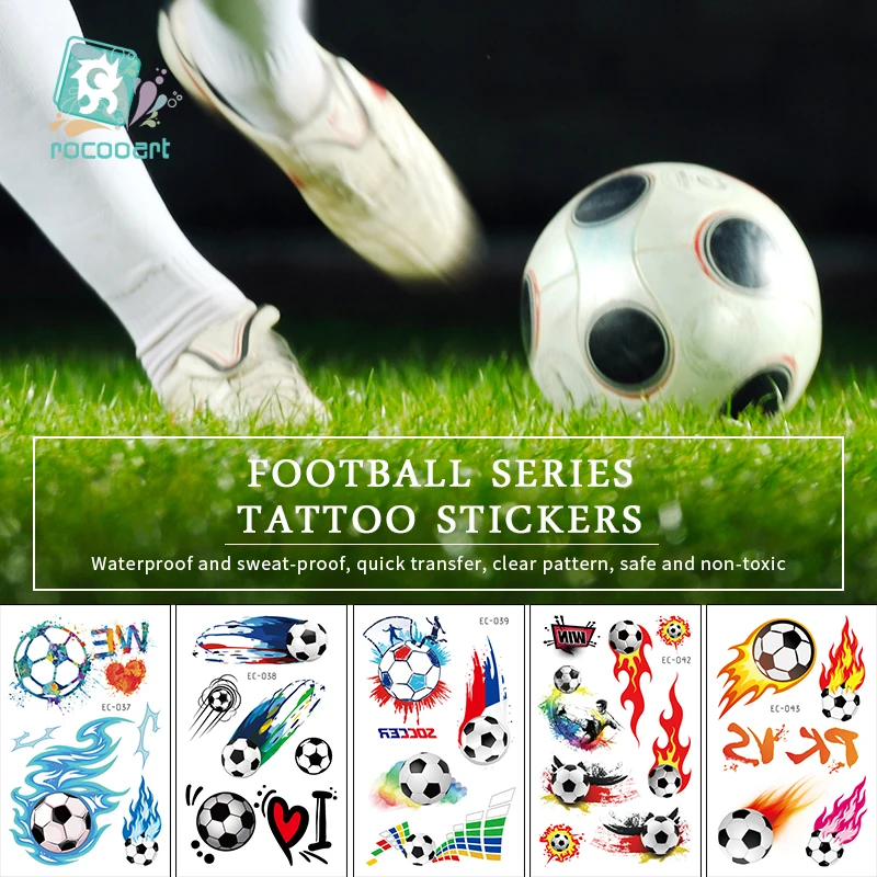 

Rocooart Football Fans Tattoo Stickers Soccer Game Fake Taty Body Art Waterproof Temporary Tattoo For Football Cup Match Party