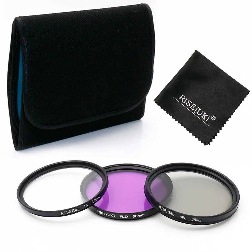 

RISE(UK) HOT Sale 58mm UV +FLD +CPL+bag+gift Filter Set Polfilter set for Canon Nikon Sony Pentax Olympus