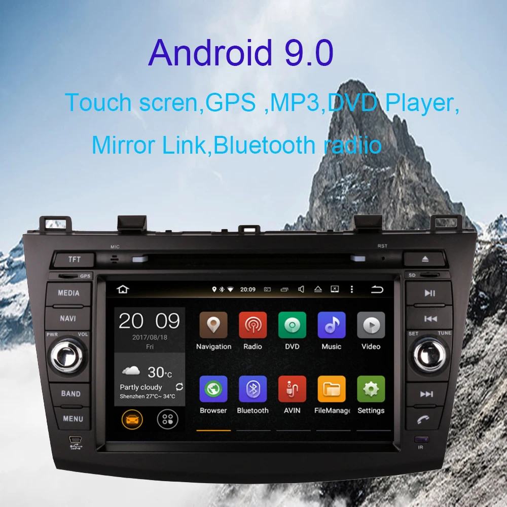 Clearance Android 9.0 HD Car DVD Player GPS Navigation for MAZDA 3 2010-2012 Radio Bluetooth WIFI 3/4G Rear Camera System Car Radio Player 0
