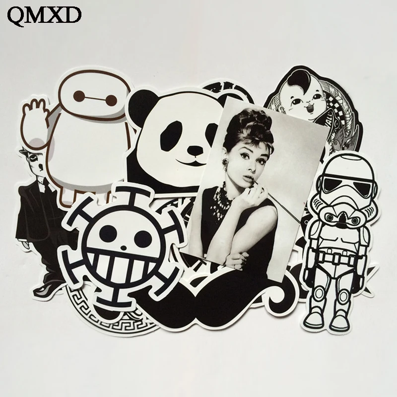 QMXD 60 PcsBlack и белый Прохладный DIY наклейки для Скейтборд ноутбука Чемодан сноуборд