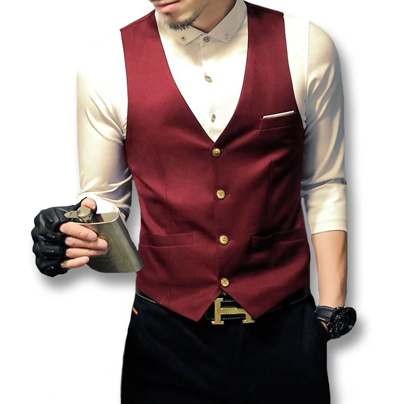 

2017 Men Dress Suit Vests Sleeveless Blazers Jackets Men's Casual Fashion Slim Fit Vest Hombre Suit Vest