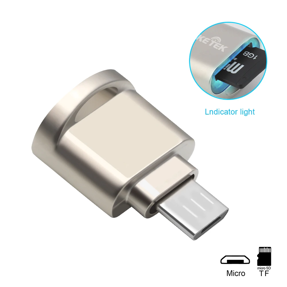 Rocketek Micro usb 2.0 otg phone memory card reader Aluminum adapter for TF micro SD pc computer laptop accessories.