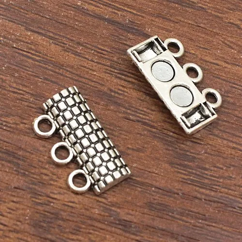 10 компл./лот, античное серебряное магнитное ожерелье с застежкой-карабином, крючки для браслета, застежка, 18x13 мм, Отверстие: Приблизительно 2 мм(K04178