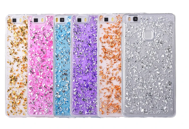 Glitter shining flakes silicone case huawei P9 Lite,P10 Lite (1)