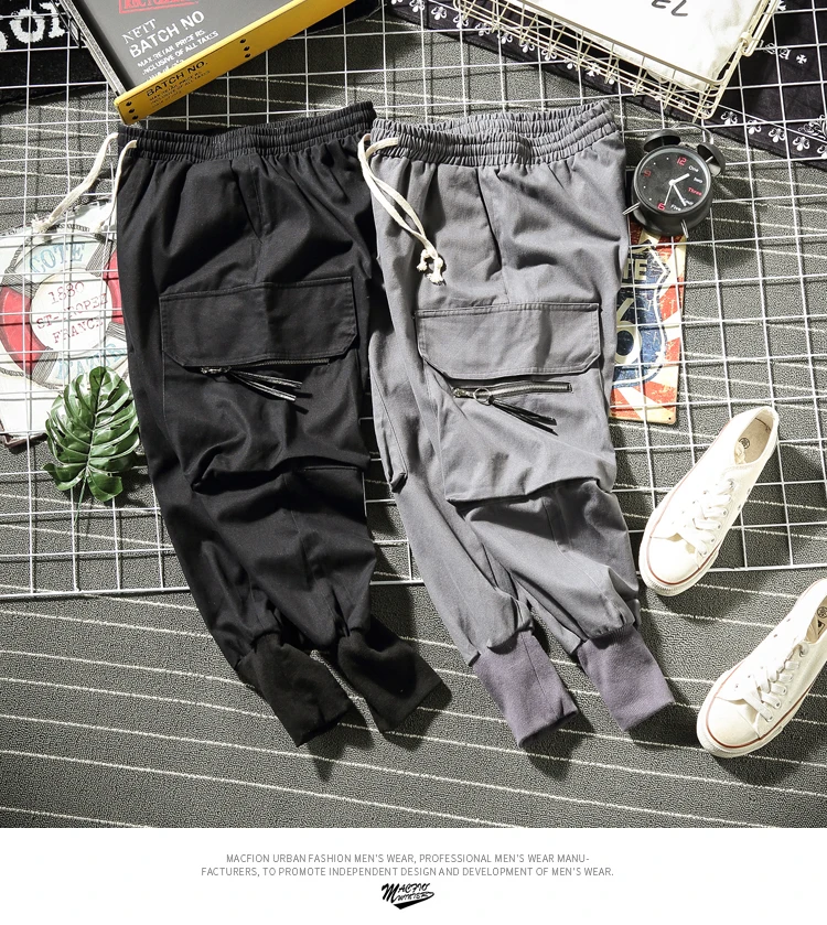 Новинка, мужские брюки-карго длиной до щиколотки, уличная одежда для бега, мужские брюки в стиле хип-хоп, брюки на молнии, LBZ102