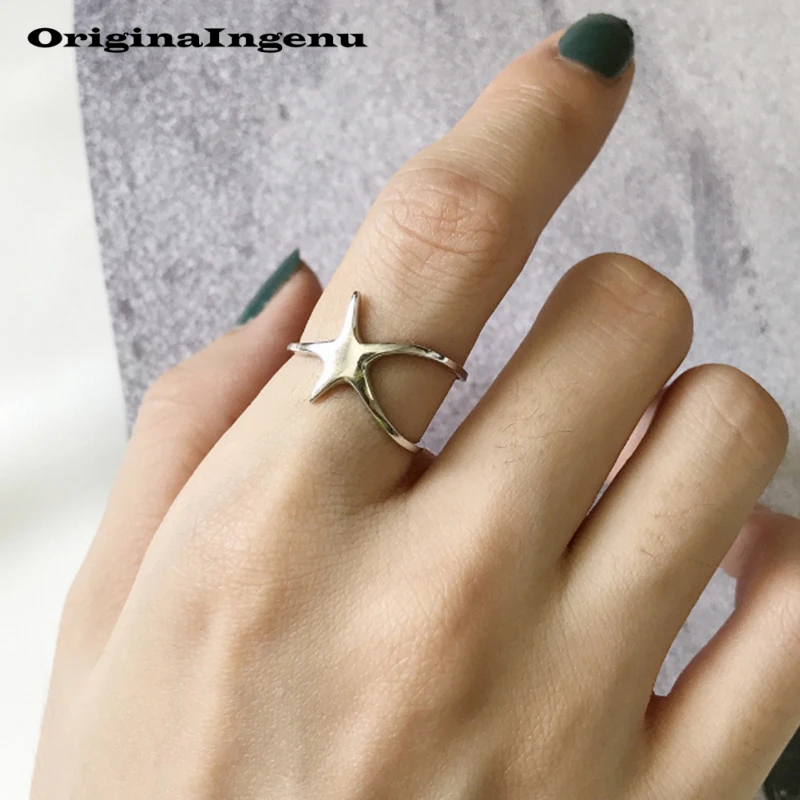 

Stars Rings Real 925 Silver Jewelry Vintage Charm Boho Minimalism Birthday Gift Haut Femme Bague Femme Rings for Women Anillos