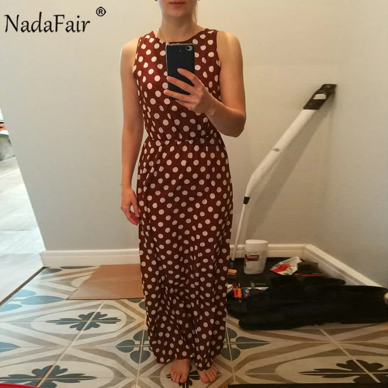 Nadafair, макси платье в горошек, для женщин, Boho, пляжные, вечерние, шифон, летнее платье, эластичная талия, в горошек, повседневное, элегантное, длинное платье, Vestidos