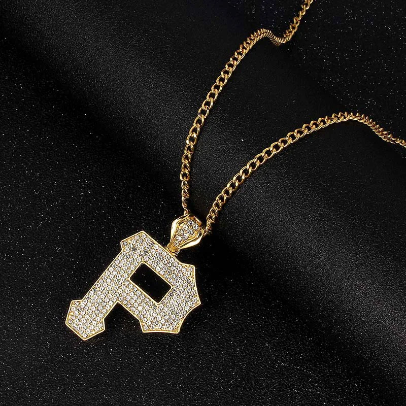 

Fashion Personalized P Letter Pendant Necklaces Unisex Women Men Hip Hop Jewelry Simple Long Chain Golden Necklace Punk Style