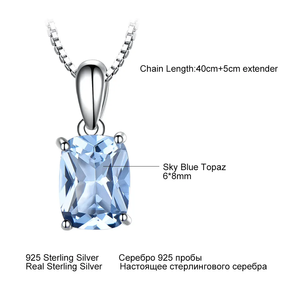 UMCHO Solid 925 Sterling Silver Pendant Necklace Gemstone Sky Blue Topaz Necklace Romantic Wedding Gifts For Women Fine Jewelry UMCHO Solid 925 Sterling Silver Pendant Necklace Gemstone Sky Blue Topaz Necklace Romantic Wedding Gifts For Women Fine Jewelry