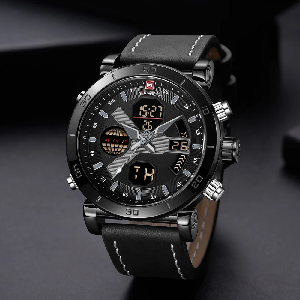 NAVIFORCE Waterproof Mens Watches Top Brand Luxury Army Military Sport Watch Men Fashion LED Analog
